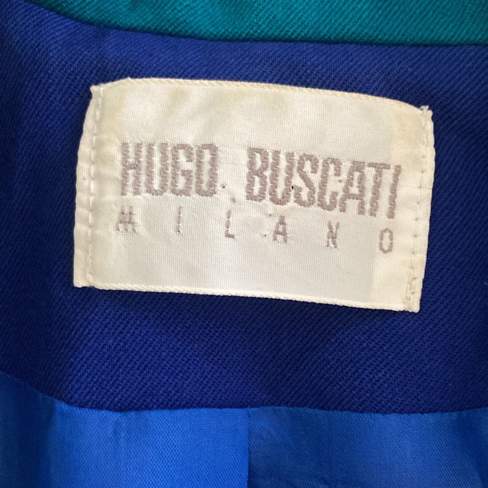 Hugo Buscati Milano Vintage Blazer Blue & Green Wool Gaberdine Made in U.S.A. - Picture 7 of 9